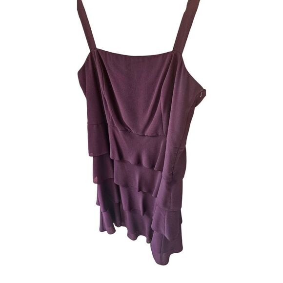 DRESS BARN WOMENS COLLECTION Plus Size Deep Purple Ruffle Tired Dress SIZE 20 - Picture 3 of 12